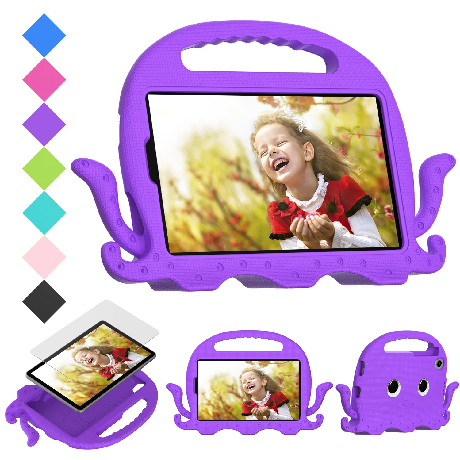 Lenovo Tab M10 10.6" inch 2023 (TB-360FU) - Hand-carry Children Cartoon Octopus Shockproof Heavy Duty Series Case - Image 3