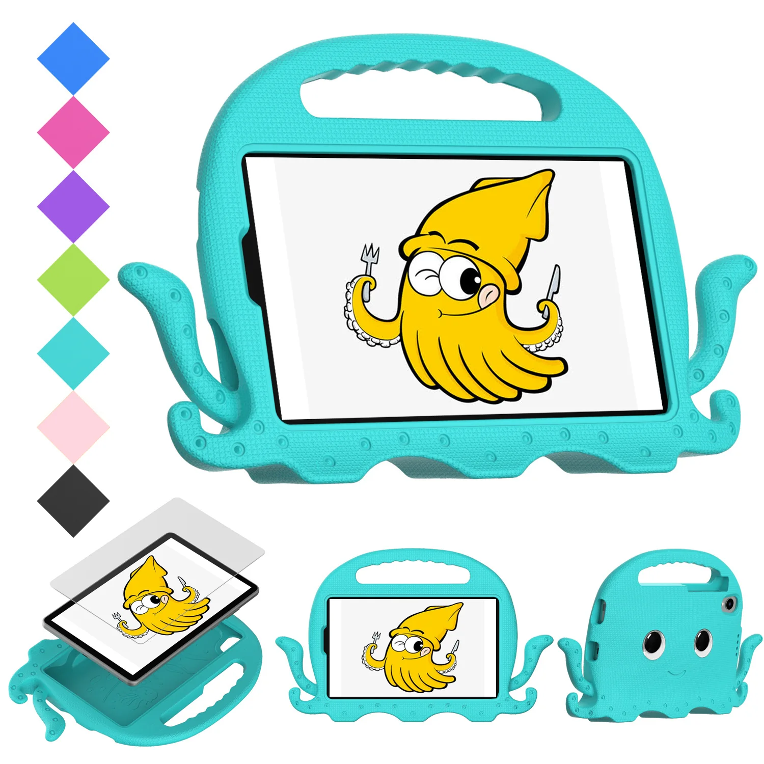 Lenovo Tab M10 10.6" inch 2023 (TB-360FU) - Hand-carry Children Cartoon Octopus Shockproof Heavy Duty Series Case - Image 6