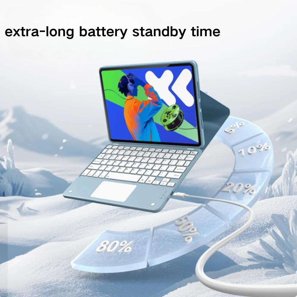 Lenovo Idea Tab Pro 12.7" 2025 (TB373FU/TB375FC) - 360-Degree Rotating Keyboard Case With Backlight and Mouse - Image 8