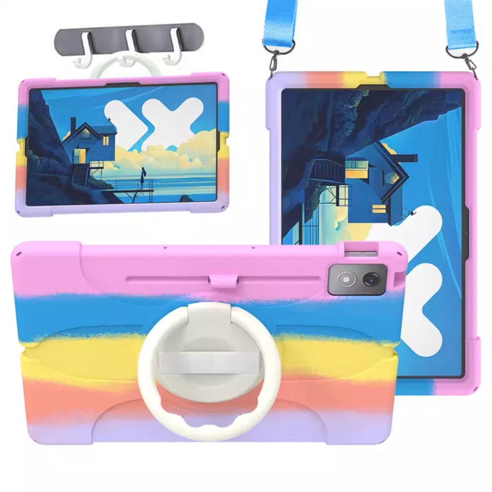 Lenovo Tab P12 12.7" 2023 (TB370/TB371) - 360° Rotating Wristband Stand Shockproof Heavy-Duty Case With Shoulder Strap - Image 6