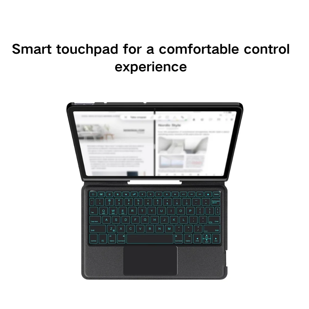 Lenovo Tab Plus 11.5" 2024 (TB-351FU) - Black Detachable Magnetic Bluetooth Keyboard Case With Backlight and Touchpad - Image 4