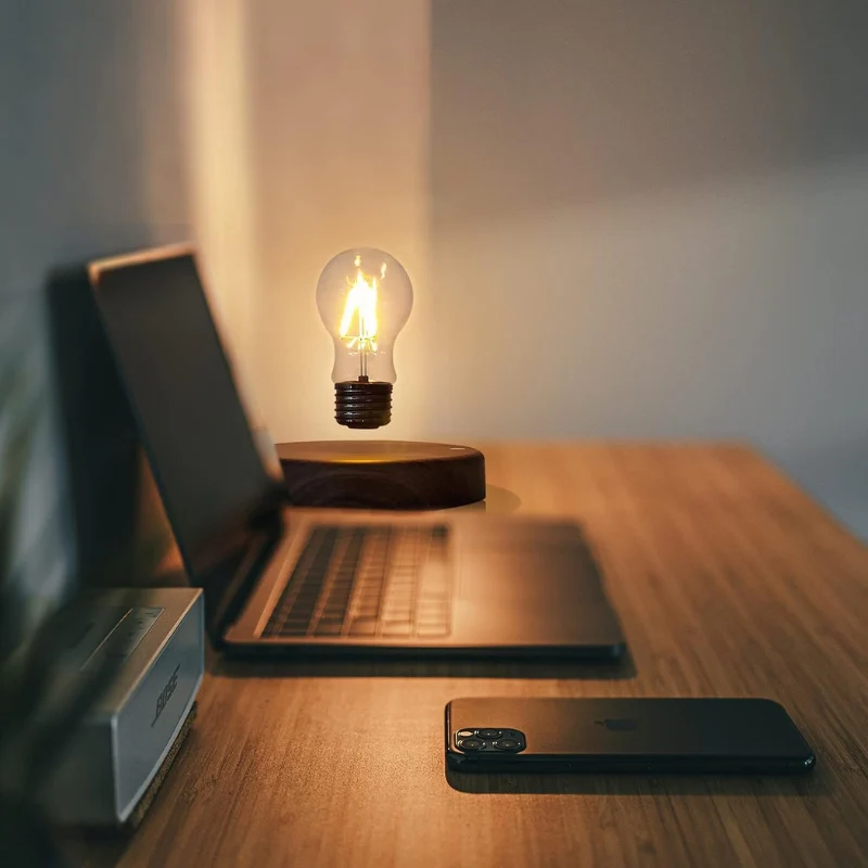 Levitating Bulb Lamp Magnetic Floating LED Light Desk Lamp Table lamp Night Light, 360 Degree Automatic Rotating Light for Unique Gifts Gaming Room Home Office Decor - Image 3