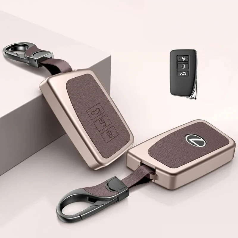 Lexus Aluminum Alloy Leather Car Key Fob Case Cover For ES200, ES300, RX300, 350h, NX200, LX570 - Image 5