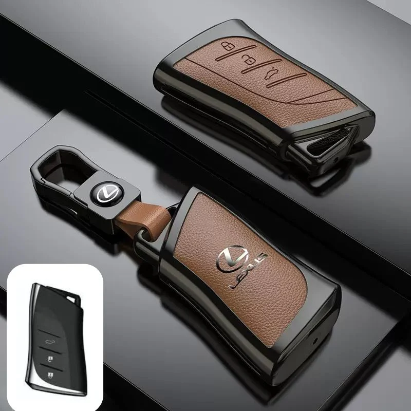 Lexus Zinc Alloy + PU Leather Car Key Fob Case Cover For ES200, ES300, RX350, NX350H, LS500H - Image 13