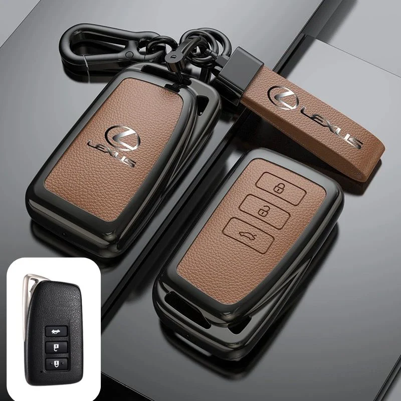 Lexus Zinc Alloy + PU Leather Car Key Fob Case Cover For ES200, ES300, RX350, NX350H, LS500H - Image 9