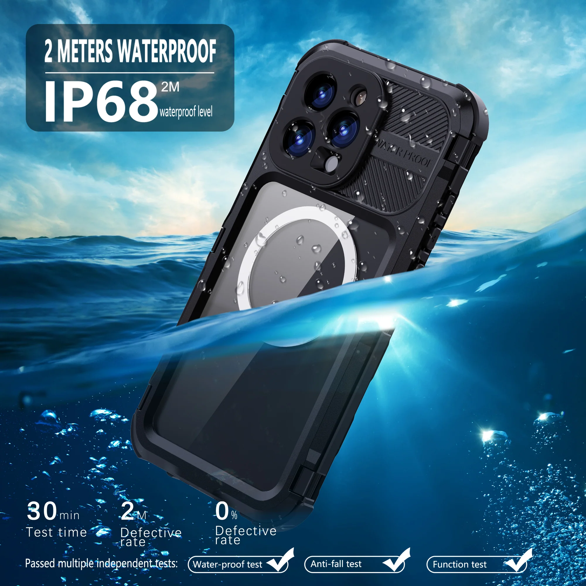 [M Series][Magsafe Compatible] Apple iPhone 16 / 16 Plus / 16 Pro / 16 Pro Max - Redpepper Metal Heavy Duty Waterproof Magnetic Silicone Phone Case With Lanyard - Image 14