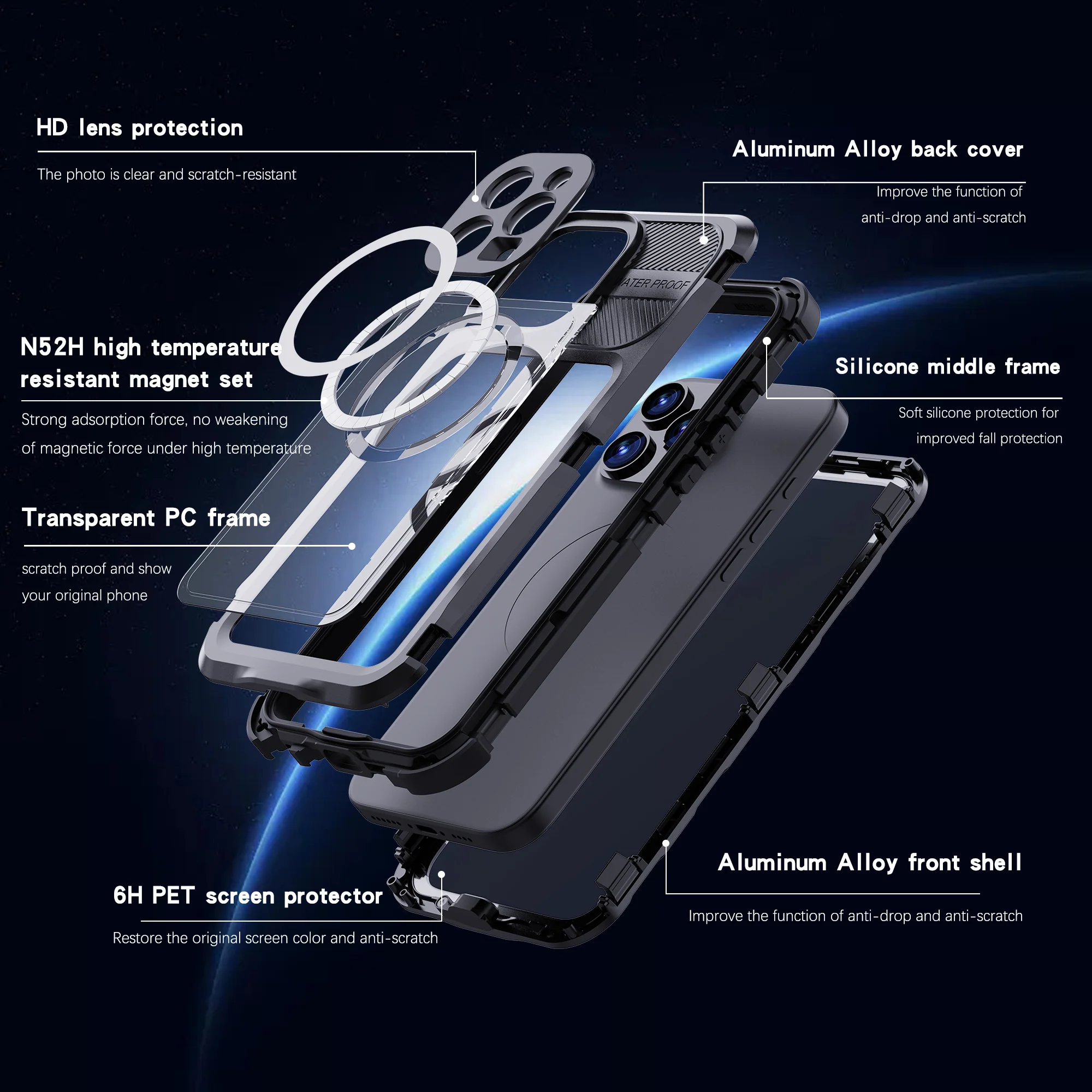 [M Series][Magsafe Compatible] Apple iPhone 16 / 16 Plus / 16 Pro / 16 Pro Max - Redpepper Metal Heavy Duty Waterproof Magnetic Silicone Phone Case With Lanyard - Image 16