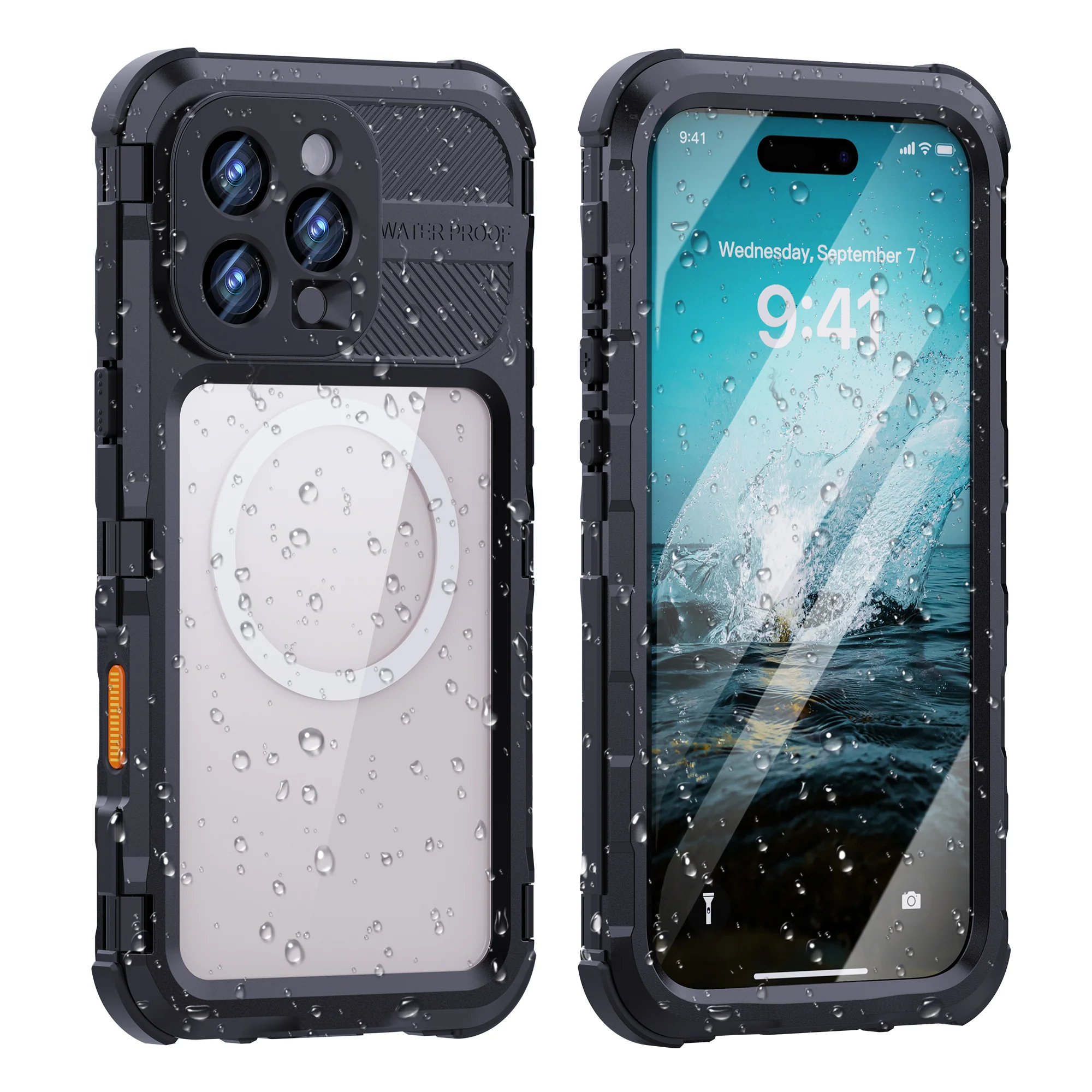 [M Series][Magsafe Compatible] Apple iPhone 16 / 16 Plus / 16 Pro / 16 Pro Max - Redpepper Metal Heavy Duty Waterproof Magnetic Silicone Phone Case With Lanyard - Image 2