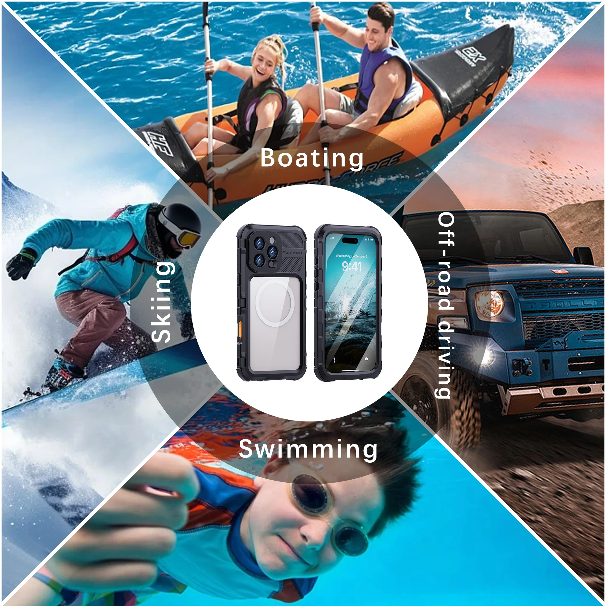 [M Series][Magsafe Compatible] Apple iPhone 16 / 16 Plus / 16 Pro / 16 Pro Max - Redpepper Metal Heavy Duty Waterproof Magnetic Silicone Phone Case With Lanyard - Image 20