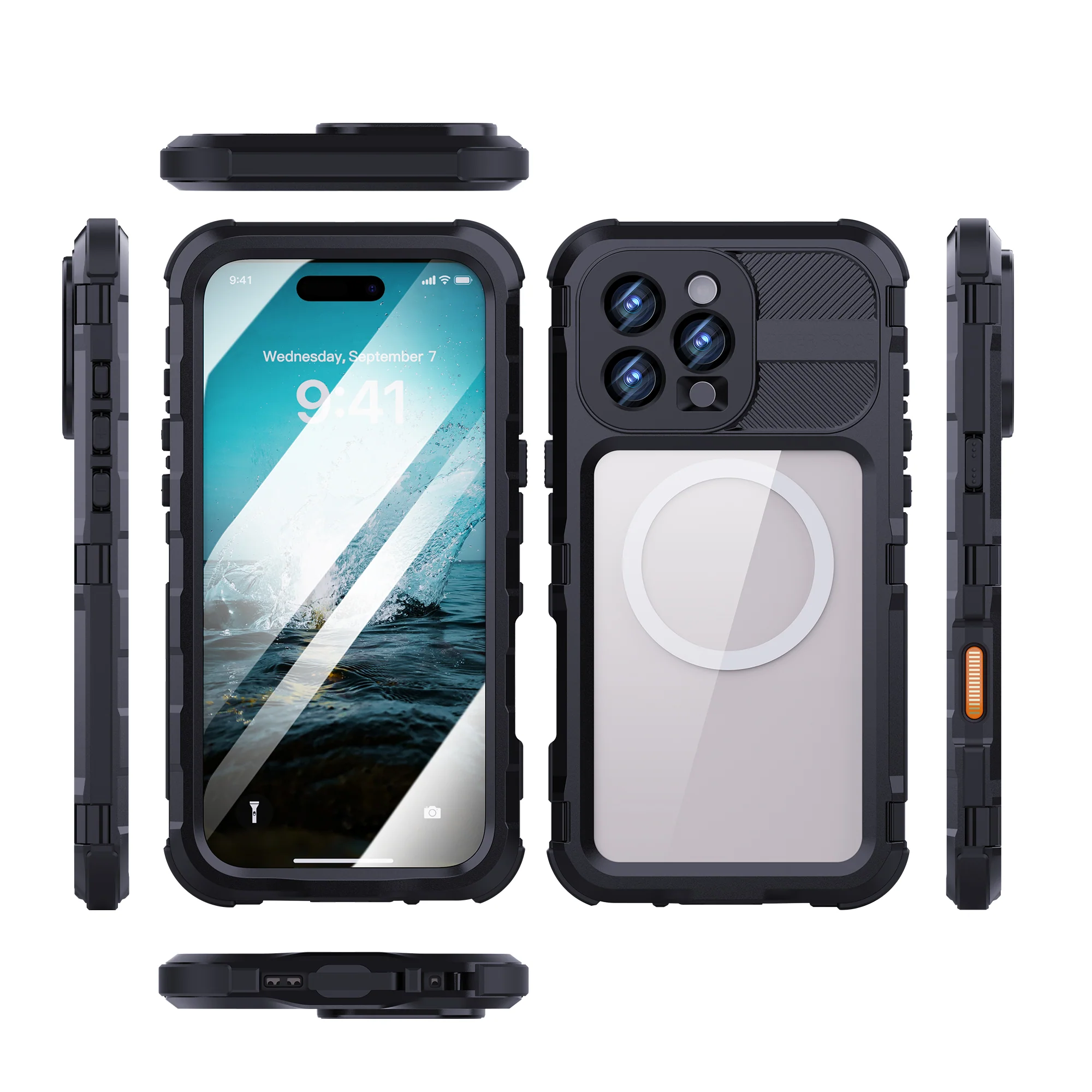 [M Series][Magsafe Compatible] Apple iPhone 16 / 16 Plus / 16 Pro / 16 Pro Max - Redpepper Metal Heavy Duty Waterproof Magnetic Silicone Phone Case With Lanyard - Image 3