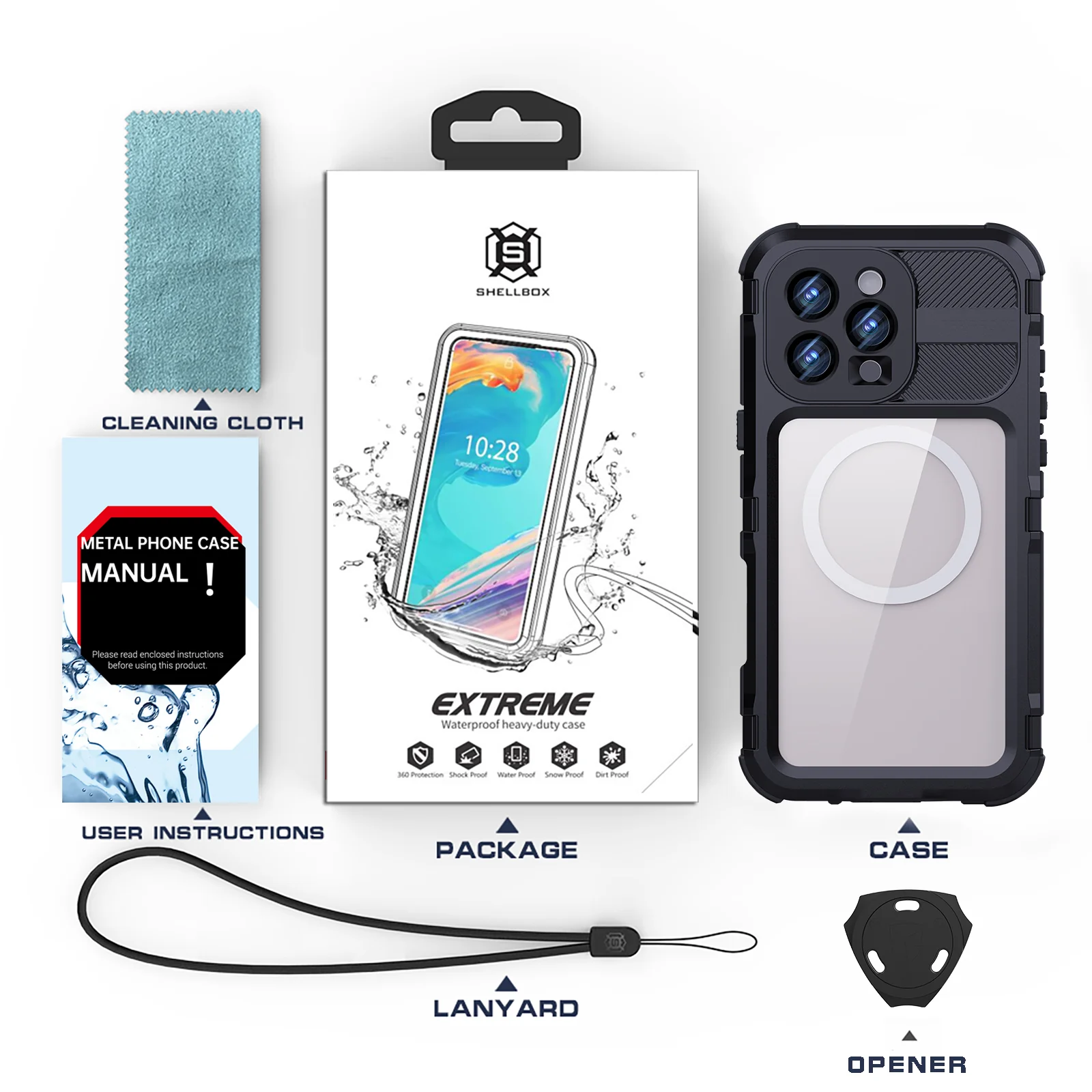 [M Series][Magsafe Compatible] Apple iPhone 16 / 16 Plus / 16 Pro / 16 Pro Max - Redpepper Metal Heavy Duty Waterproof Magnetic Silicone Phone Case With Lanyard - Image 4
