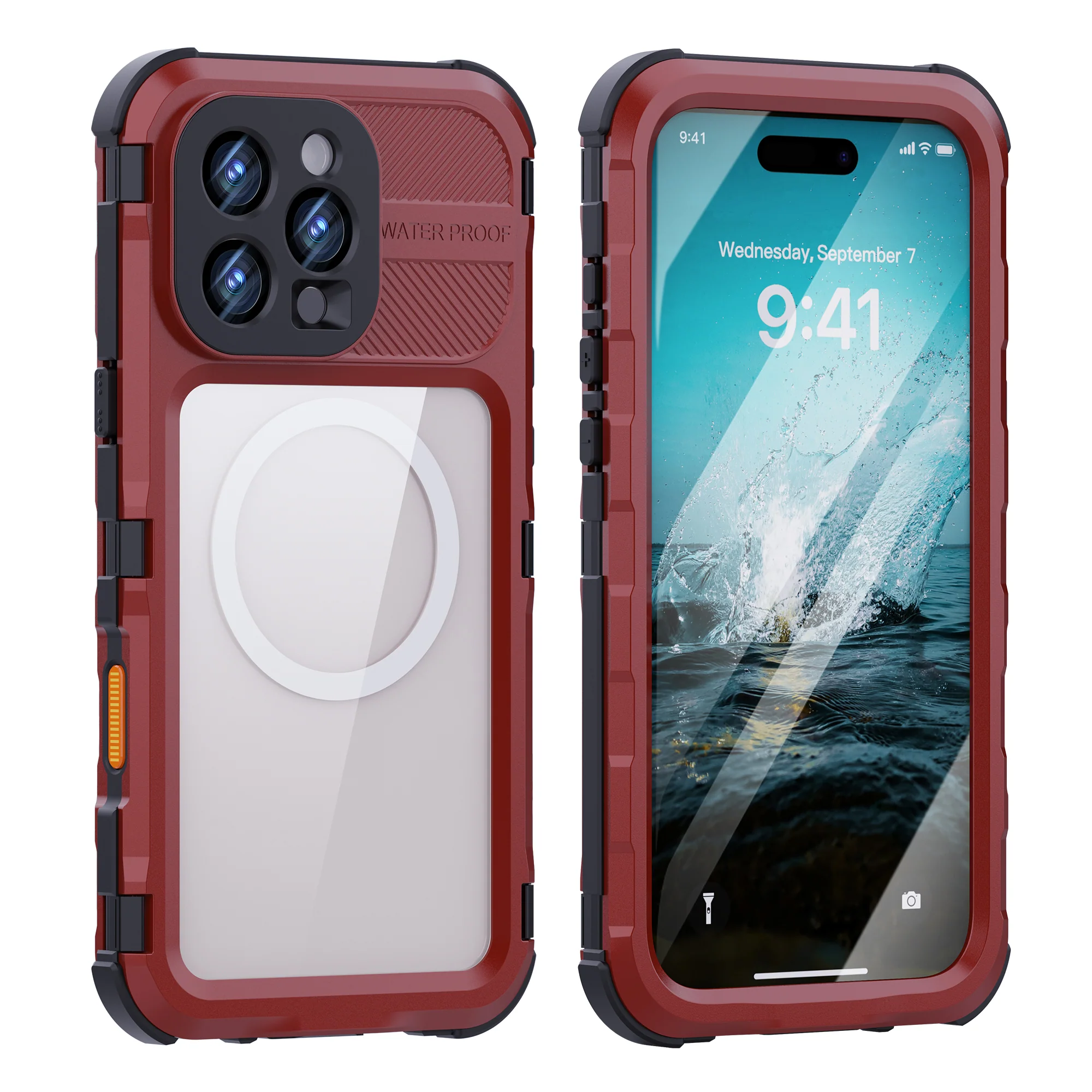 [M Series][Magsafe Compatible] Apple iPhone 16 / 16 Plus / 16 Pro / 16 Pro Max - Redpepper Metal Heavy Duty Waterproof Magnetic Silicone Phone Case With Lanyard - Image 5