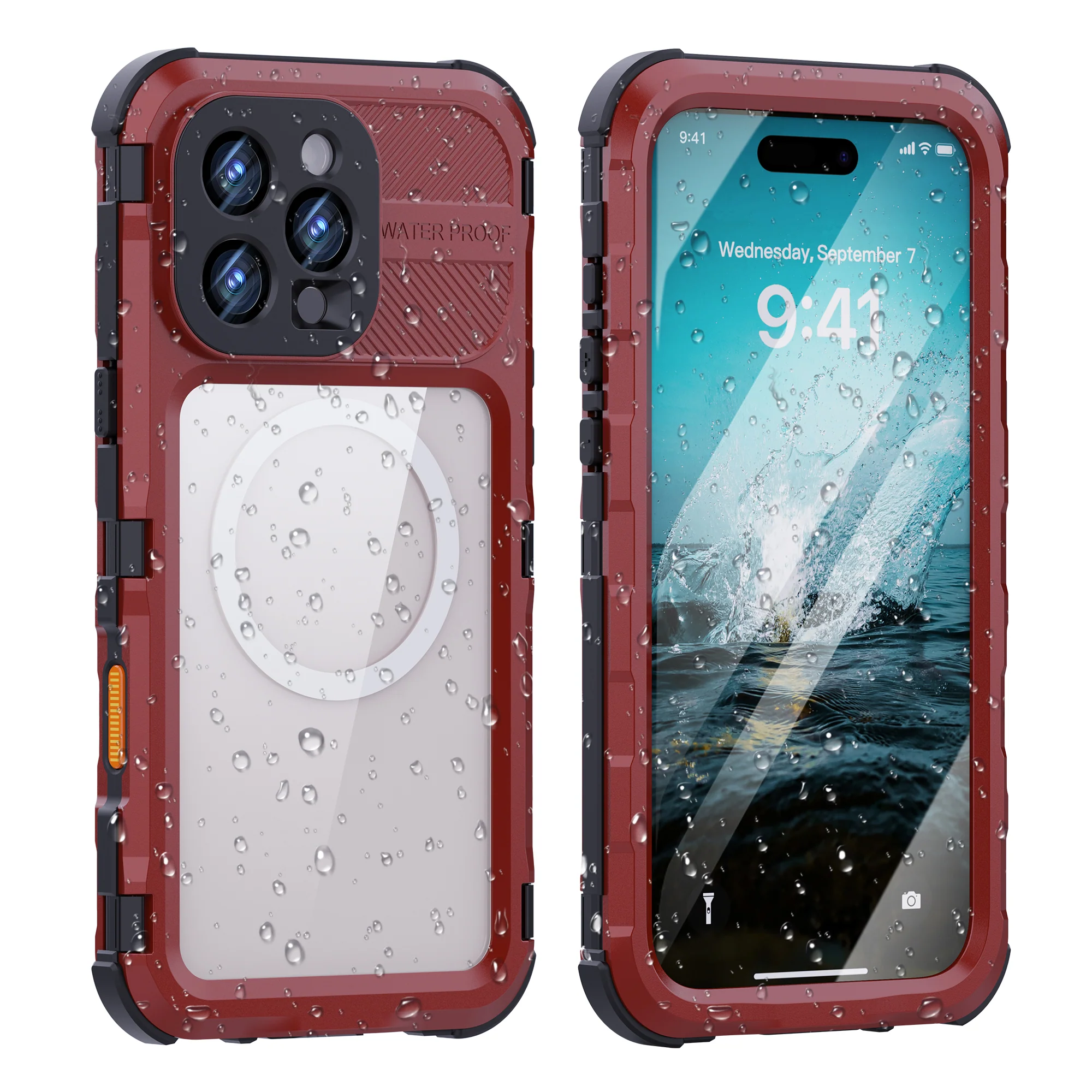 [M Series][Magsafe Compatible] Apple iPhone 16 / 16 Plus / 16 Pro / 16 Pro Max - Redpepper Metal Heavy Duty Waterproof Magnetic Silicone Phone Case With Lanyard - Image 6