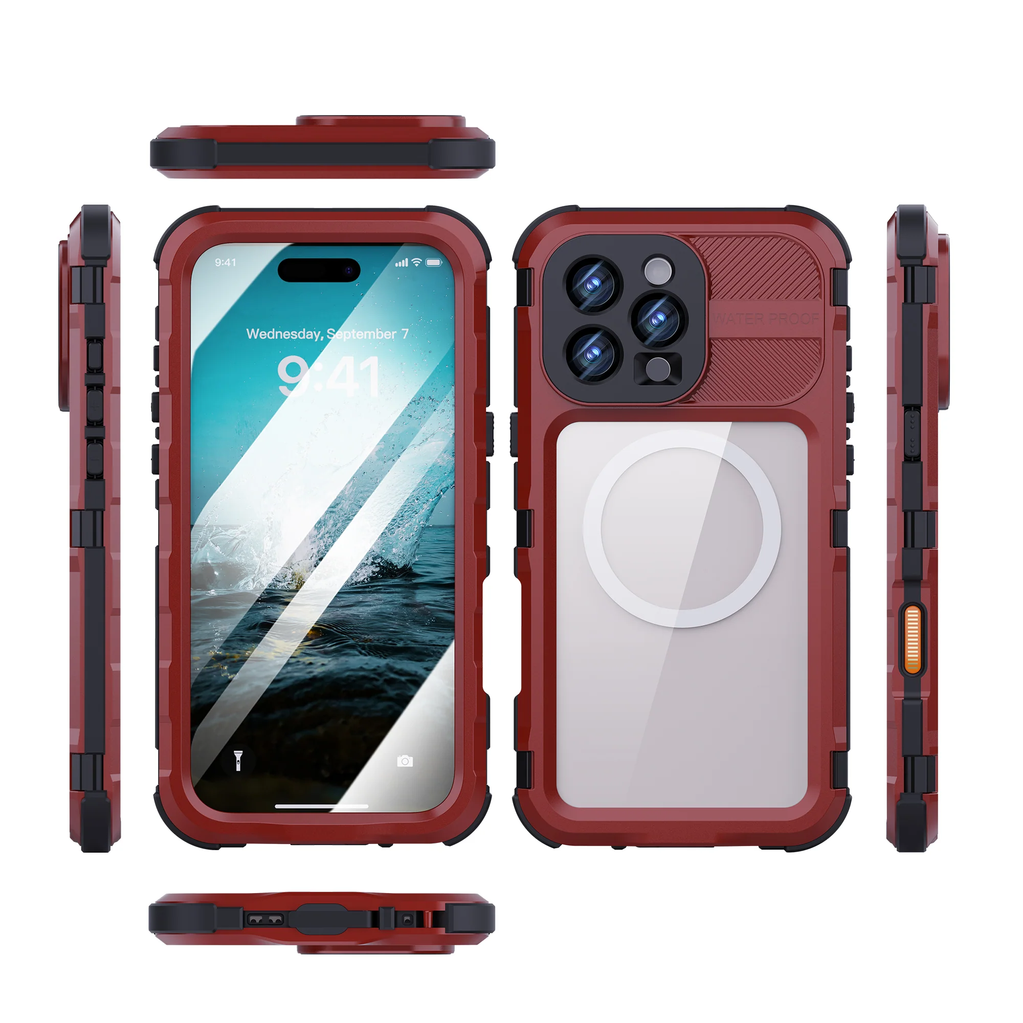 [M Series][Magsafe Compatible] Apple iPhone 16 / 16 Plus / 16 Pro / 16 Pro Max - Redpepper Metal Heavy Duty Waterproof Magnetic Silicone Phone Case With Lanyard - Image 7