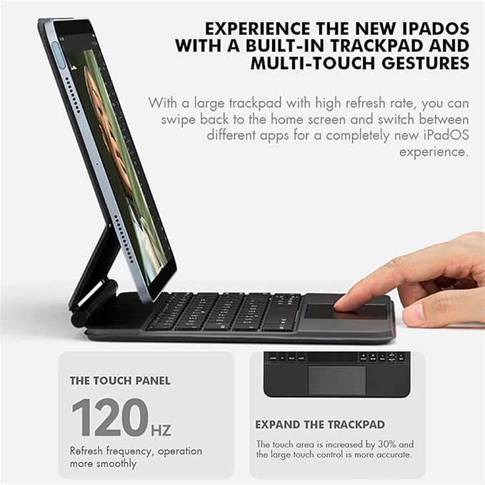 Apple iPad Mini 8.3'' 6/7th Gen (2021/2024) - Easy-Set Floating Cantilever Stand Precision Multi-Touch Trackpad Smart Wireless Keyboard Case With Backlit Keys - Image 2