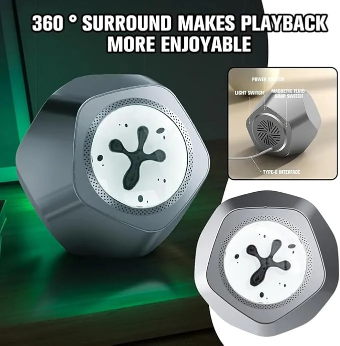 Magnetic Fluid Speaker, Dancing Ferrofluid Music Rhythm Lamp, 360° Surround Sound Touch Wireless Bluetooth Speaker, Shocked Bass Subwoofer Living Room Desktop - Image 2