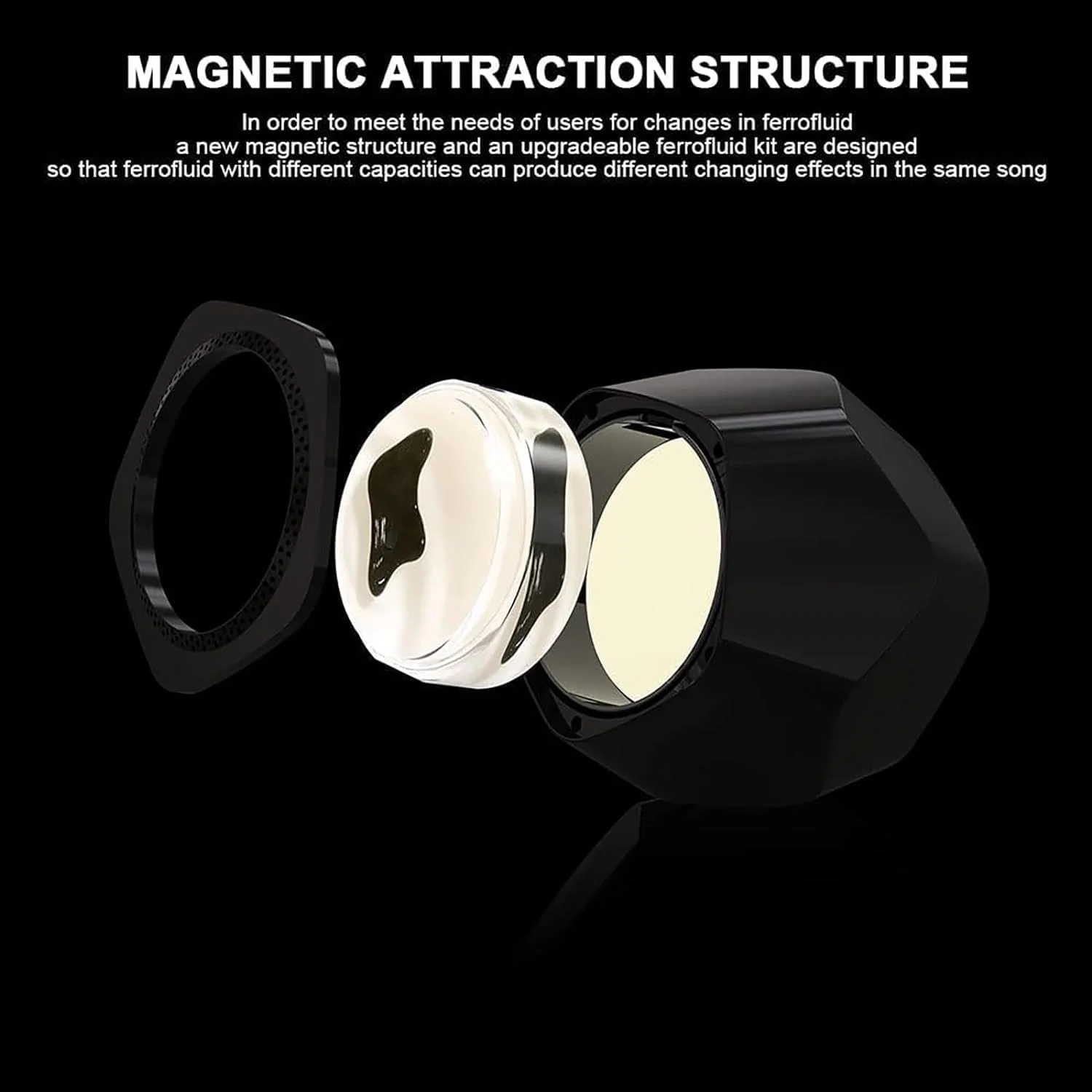 Magnetic Fluid Speaker, Dancing Ferrofluid Music Rhythm Lamp, 360° Surround Sound Touch Wireless Bluetooth Speaker, Shocked Bass Subwoofer Living Room Desktop - Image 3