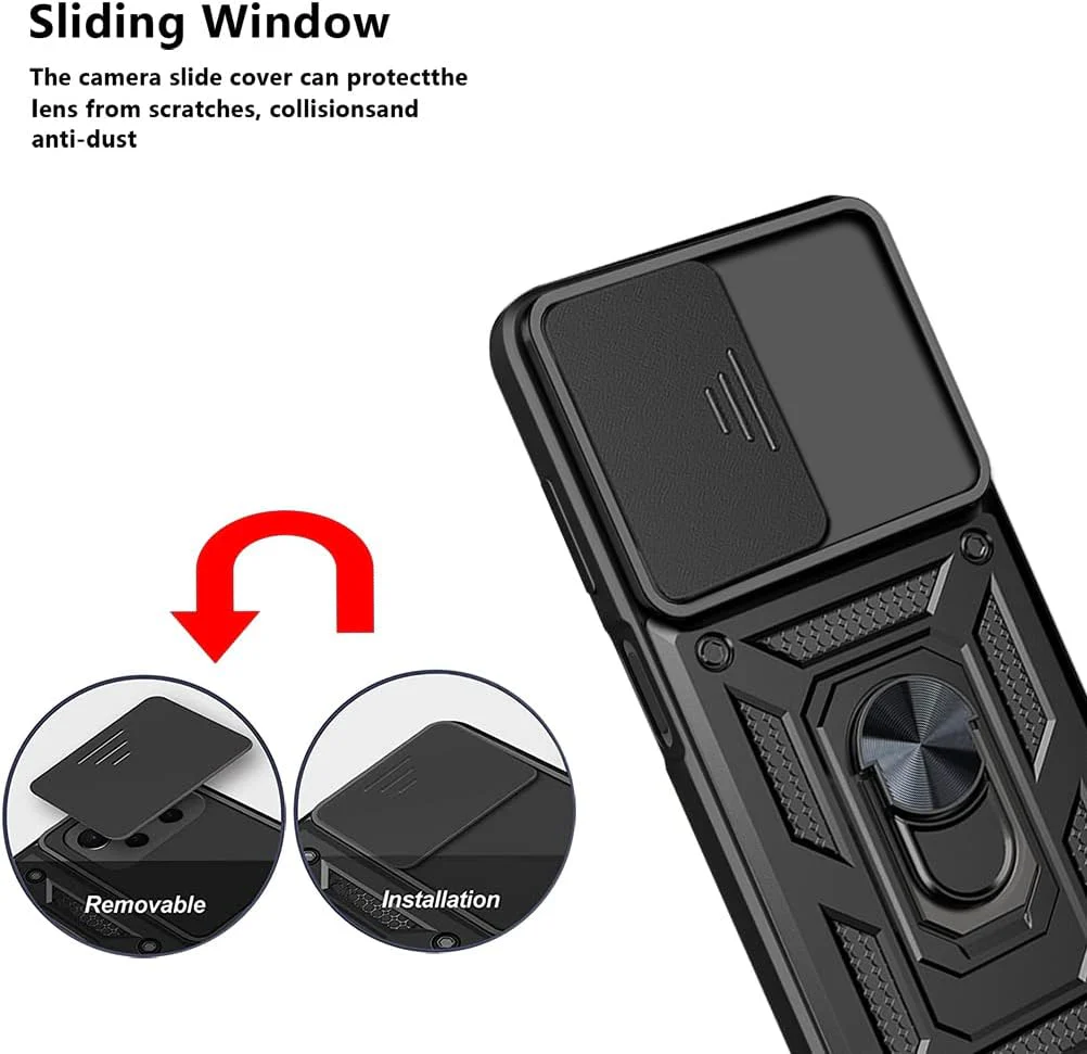 [Magnetic Ring Kickstand][Camera Cover] Motorola Moto Edge 20 Pro - Shield Shockproof Rugged Heavy Duty Case With 2PC 9H Glass Screen Protector - Image 3