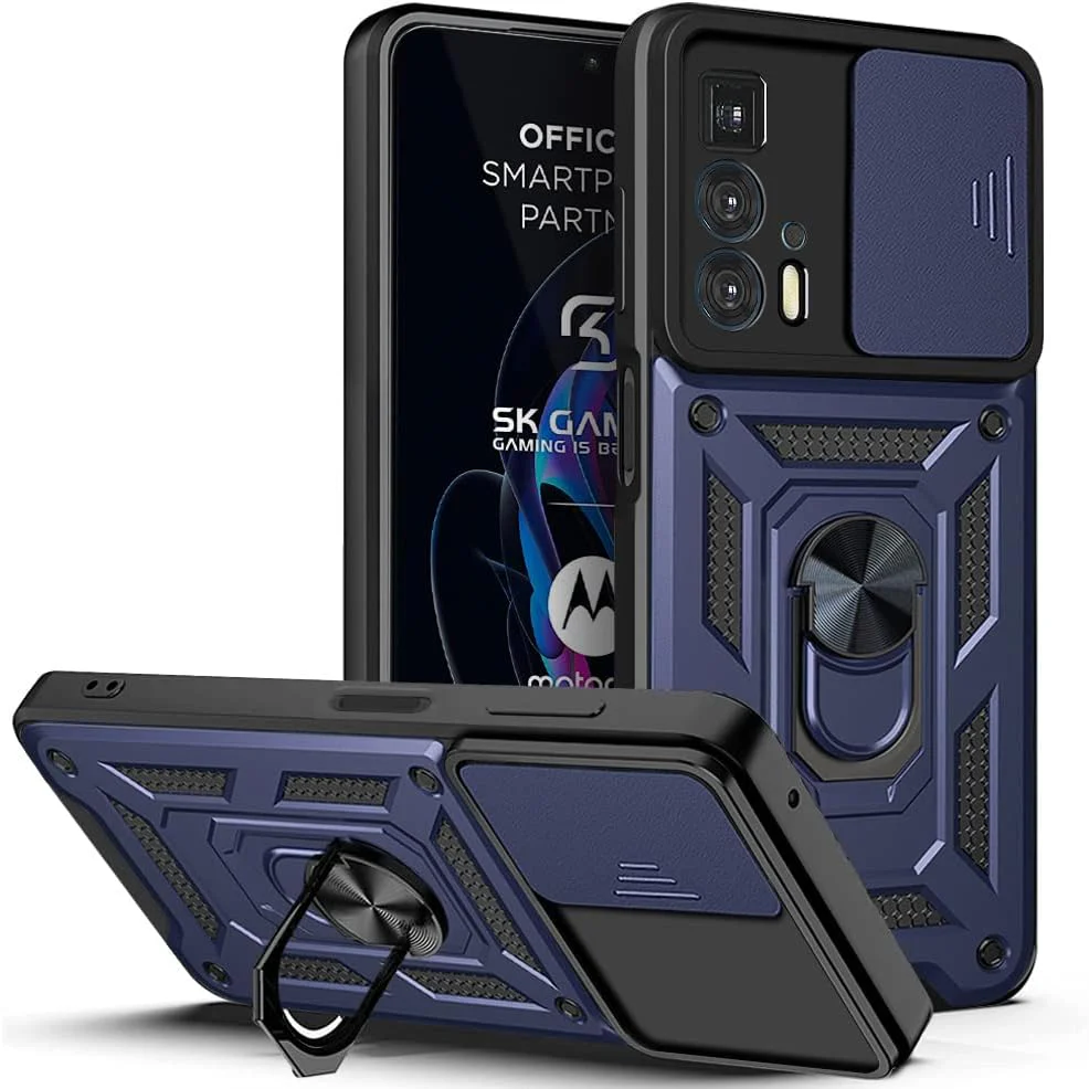 [Magnetic Ring Kickstand][Camera Cover] Motorola Moto Edge 20 Pro - Shield Shockproof Rugged Heavy Duty Case With 2PC 9H Glass Screen Protector - Image 9