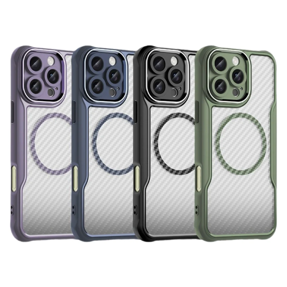 [Magsafe Compatible] Apple iPhone 16/Plus/Pro/Max/e - Carbon Fiber Texture MagSafe Translucent Phone Case - Image 2