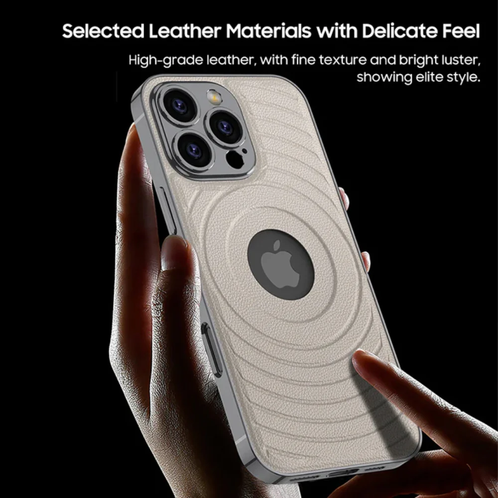 [Magsafe Compatible] Apple iPhone 16/Plus/Pro/Max - Plating Leather Wave MagSafe Phone Case - Image 11