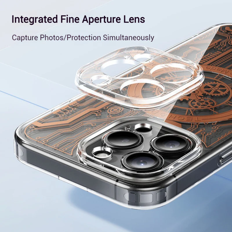 [Magsafe Compatible] Apple iPhone 16/Pro/Pro Max/Plus Transparent Punk-Style Shockproof Case with Mechanical Watch Design - Image 6