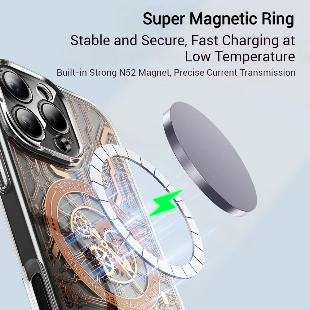 [Magsafe Compatible] Apple iPhone 16/Pro/Pro Max/Plus Transparent Punk-Style Shockproof Case with Mechanical Watch Design - Image 7