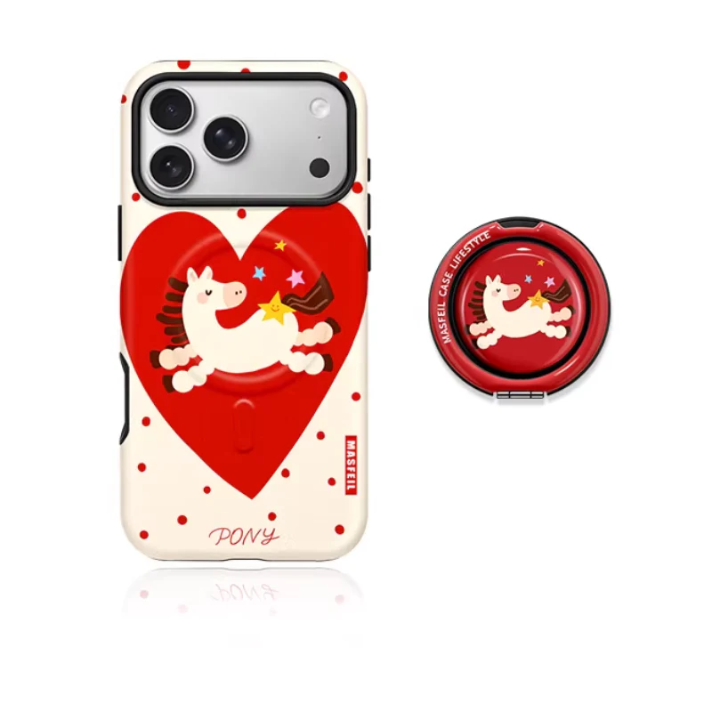 [Magsafe Compatible] Apple iPhone 17/Air/Pro/Max - Lucky Pony Shockproof Stand Case - Image 7