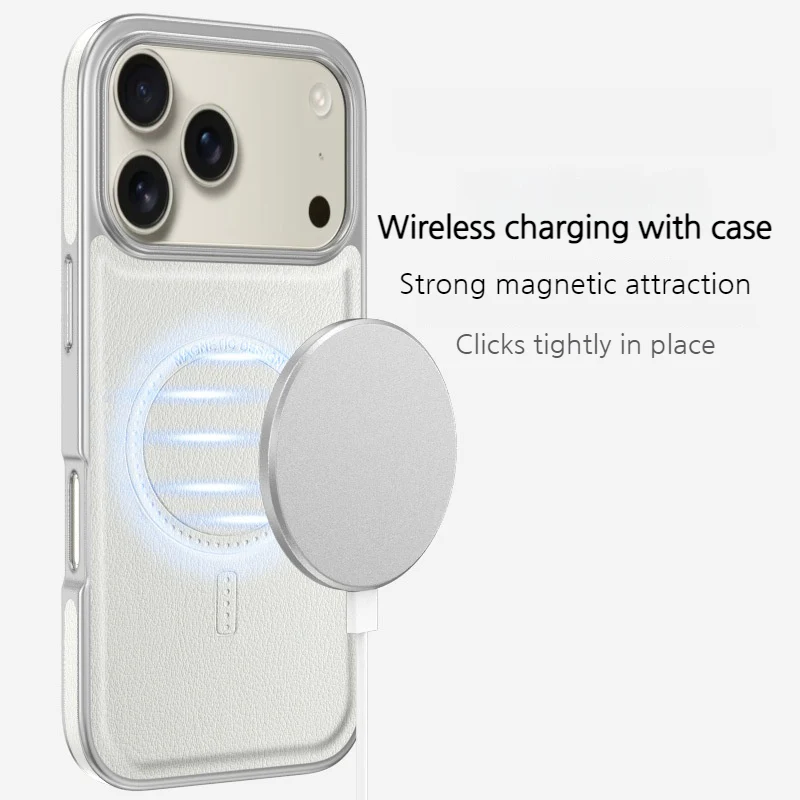 [Magsafe Compatible] Apple iPhone 17/Air/Pro/Max Micro-sanded Electroplated Leather Essentials Series Case - Image 11