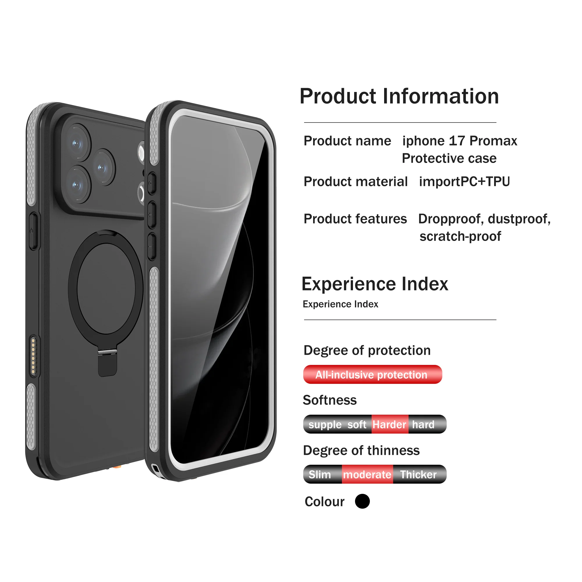 [Magsafe Compatible] Apple iPhone 17/Air/Pro/Pro Max - Redpepper Waterproof Heavy Duty Tough Armor Case with Kickstand - Image 8