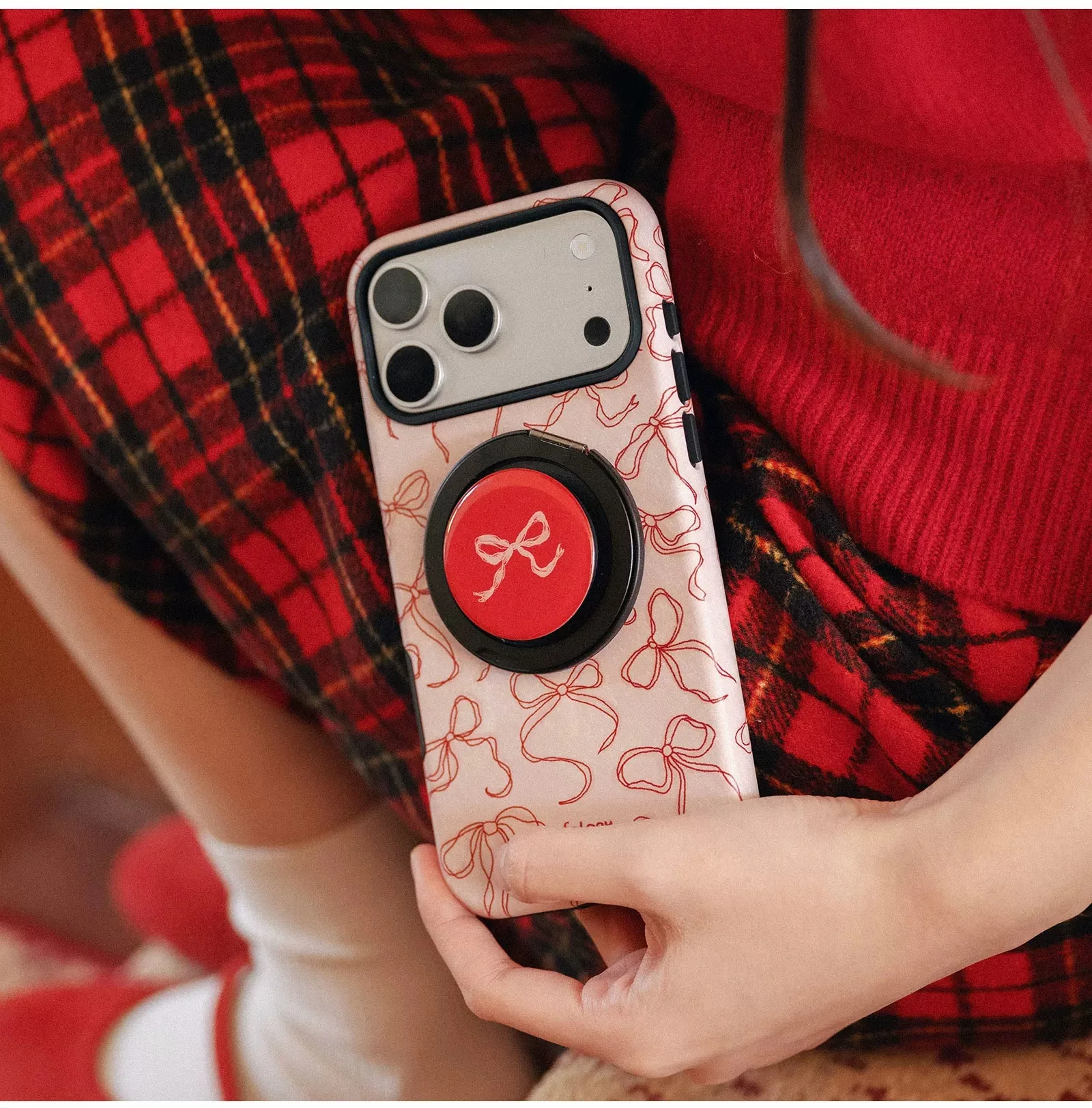 [Magsafe Compatible] Apple iPhone 17/Pro/Max - Bow Design 2-in-1 Shockproof Phone Case with Stand - Image 2