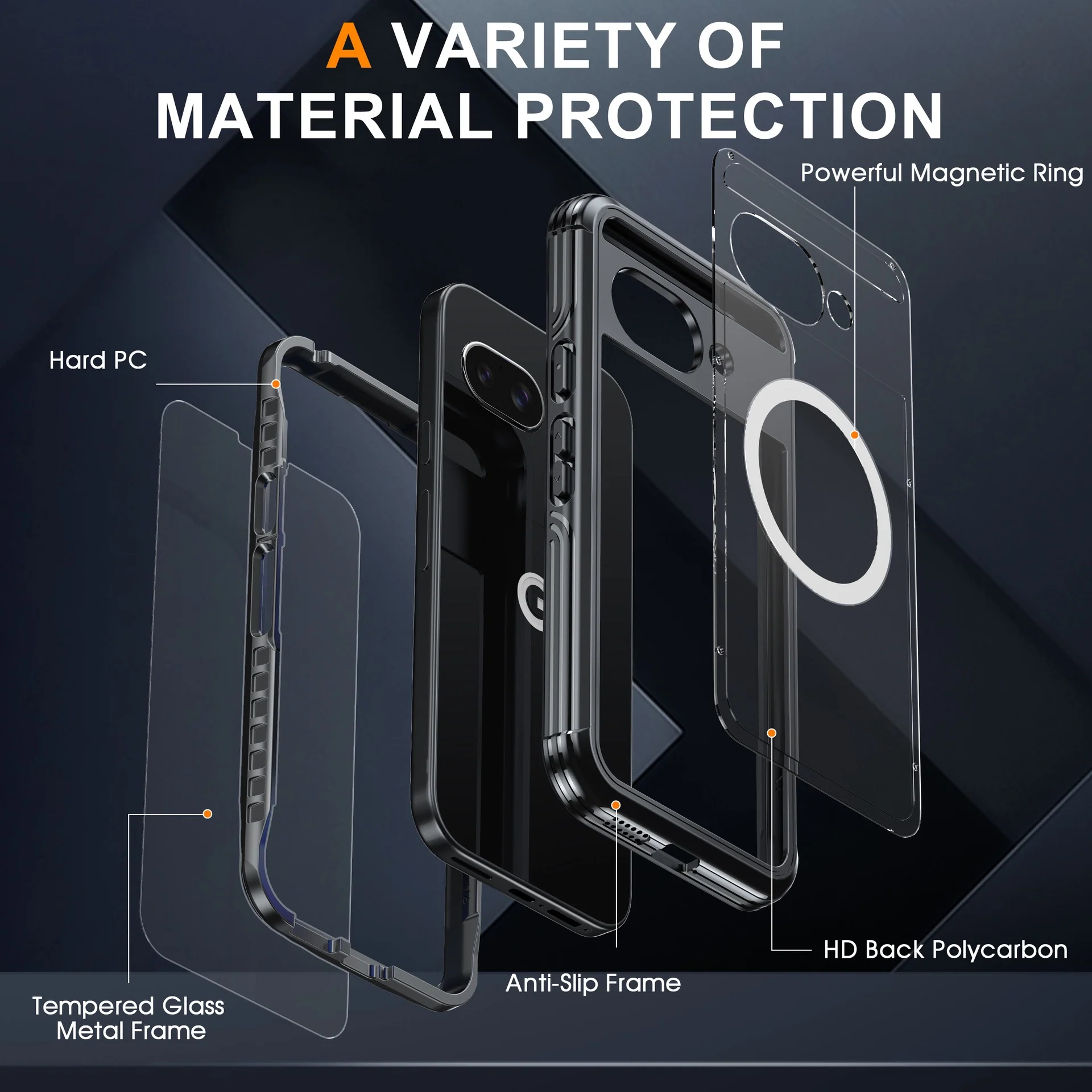 [Magsafe Compatible][Built-in Glass Screen Protector] Google Pixel 9A - Transparent Full Covered Shockproof Lifeproof Series Case - Image 3