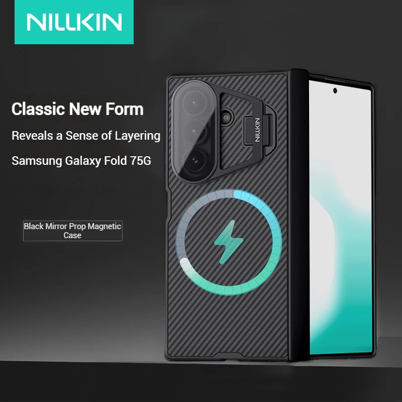 [Magsafe Compatible][Built-in Lens Cover] Samsung Galaxy Z Fold7 NILLKIN Folding Stand Shockproof Case - Image 6