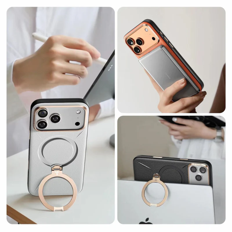 [Magsafe Compatible][Built-in Metal Stand] Apple iPhone 17 Pro/Pro Max TORRAS Premium Leather Full-body Shockproof Case - Image 5