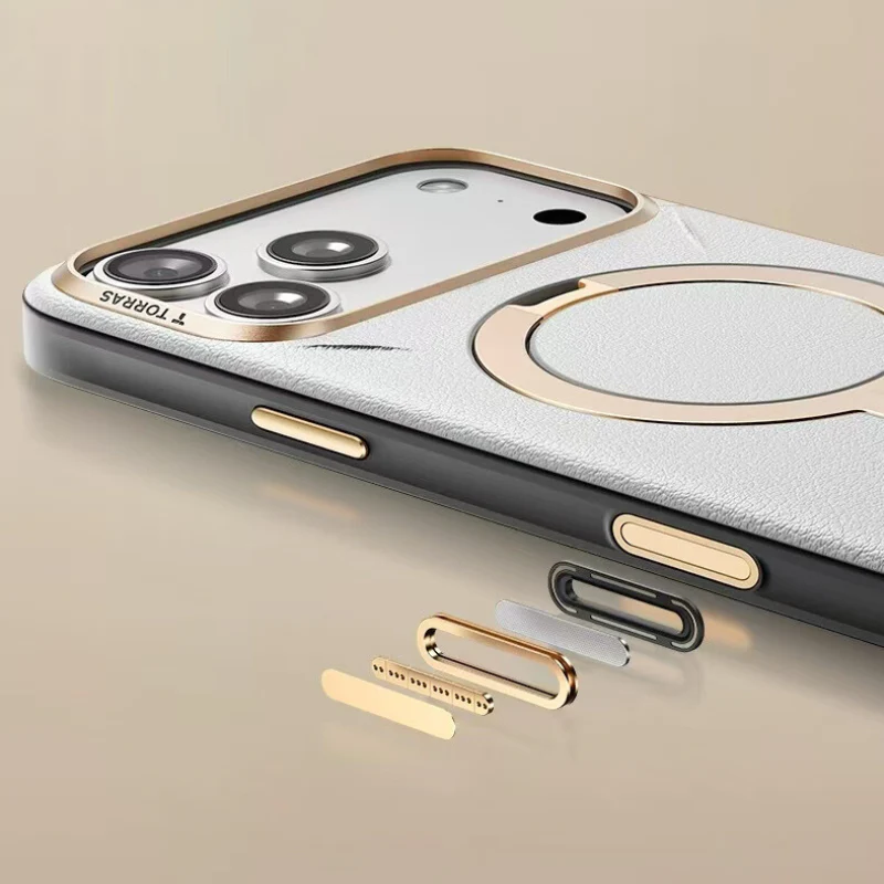 [Magsafe Compatible][Built-in Metal Stand] Apple iPhone 17 Pro/Pro Max TORRAS Premium Leather Full-body Shockproof Case - Image 6