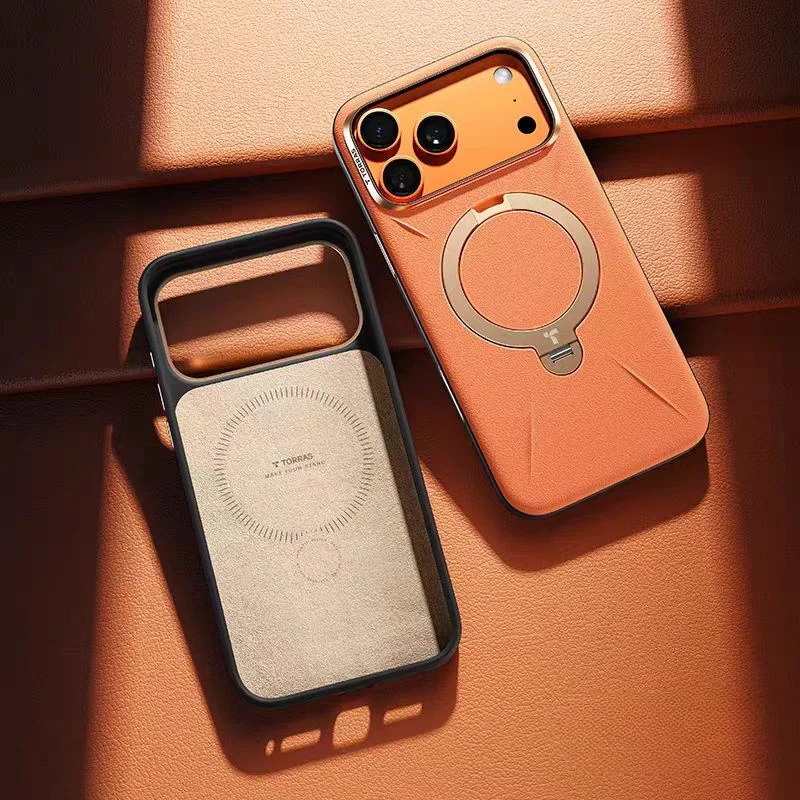 [Magsafe Compatible][Built-in Metal Stand] Apple iPhone 17 Pro/Pro Max TORRAS Premium Leather Full-body Shockproof Case - Image 9