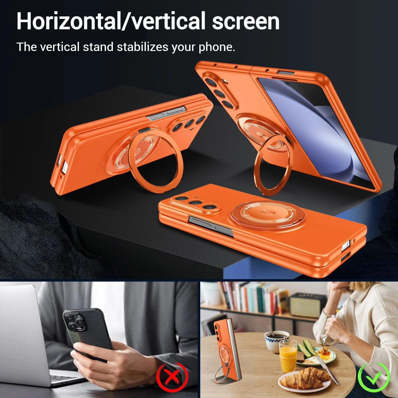 [Magsafe Compatible][Built-in Ring Bracket] Samsung Galaxy Z Fold7 - Minimalism Shockproof Protective Case - Image 8
