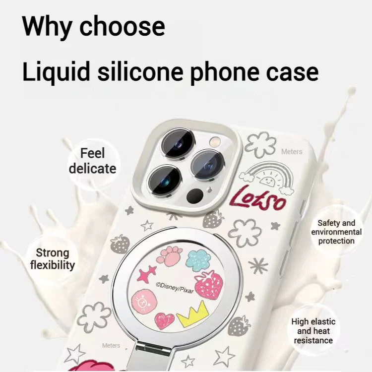 [Magsafe Compatible][Built-in Stand] Apple iPhone 16/Pro/Plus/Pro Max Cartoon Liquid Silicone Anti-drop Dirt-resistant Essentials Series Case - Image 5