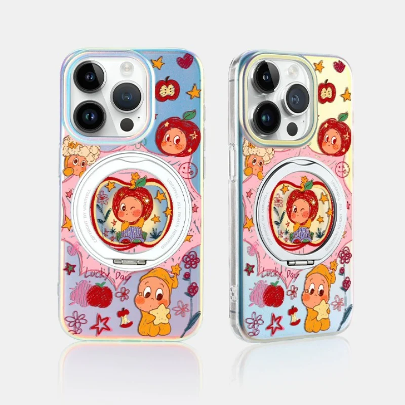 [Magsafe Compatible][Built-in Stand] Apple iPhone 15/Pro/Pro Max/Plus - Cartoon Cute Shockpoof Case - Image 2