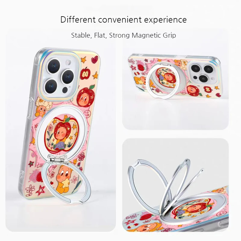 [Magsafe Compatible][Built-in Stand] Apple iPhone 15/Pro/Pro Max/Plus - Cartoon Cute Shockpoof Case - Image 4
