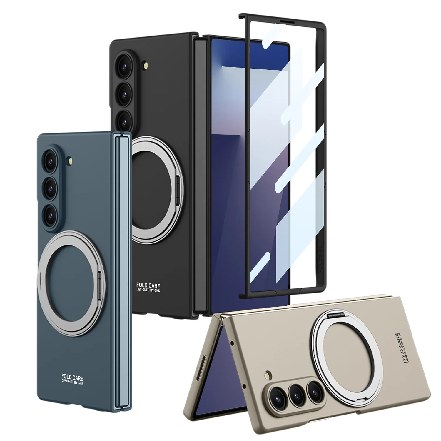 [Magsafe Compatible][Built-in Stand & Screen Film] Samsung Galaxy Z Fold7 - PC Hard Shell Ultra-Thin 360° Rotating Magnetic Stand Case