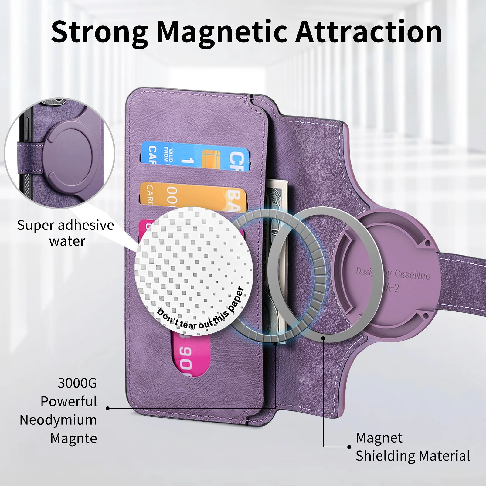 [Magsafe Compatible][Detachable] Motorola Moto E40 Leather Shockproof Wallet Series Case With Card Slot - Image 7
