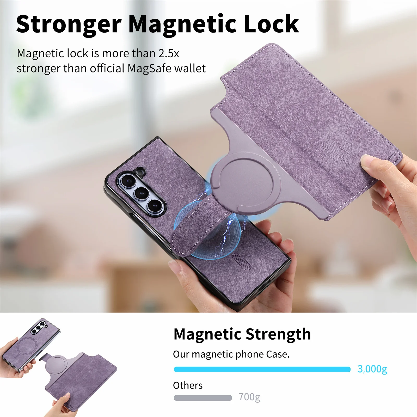 [Magsafe Compatible][Detachable] Samsung Galaxy Z Fold5 SM-F946 Leather Flip Shockproof Wallet Series Case With Card Slot - Image 12