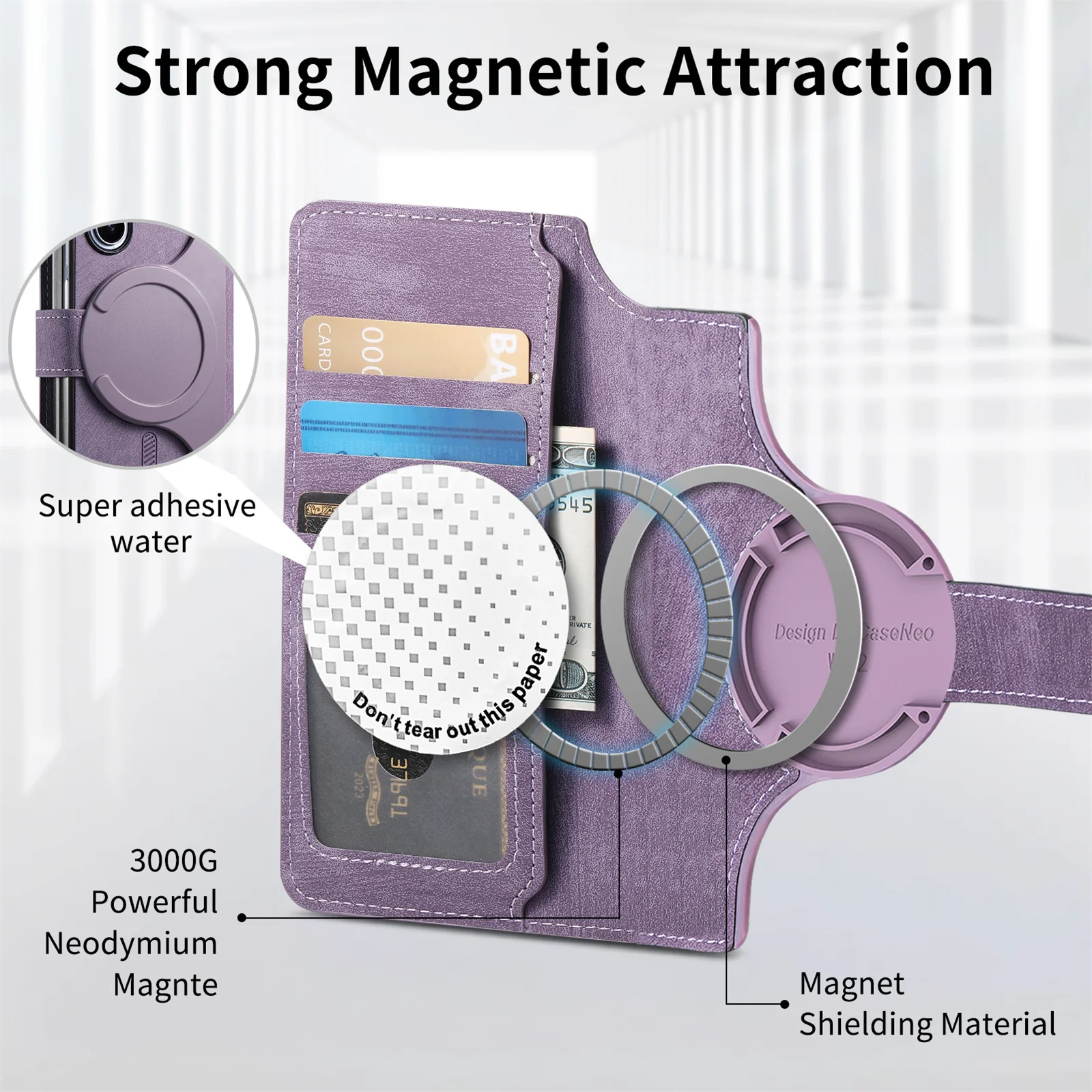 [Magsafe Compatible][Detachable] Samsung Galaxy Z Fold5 SM-F946 Leather Flip Shockproof Wallet Series Case With Card Slot - Image 14