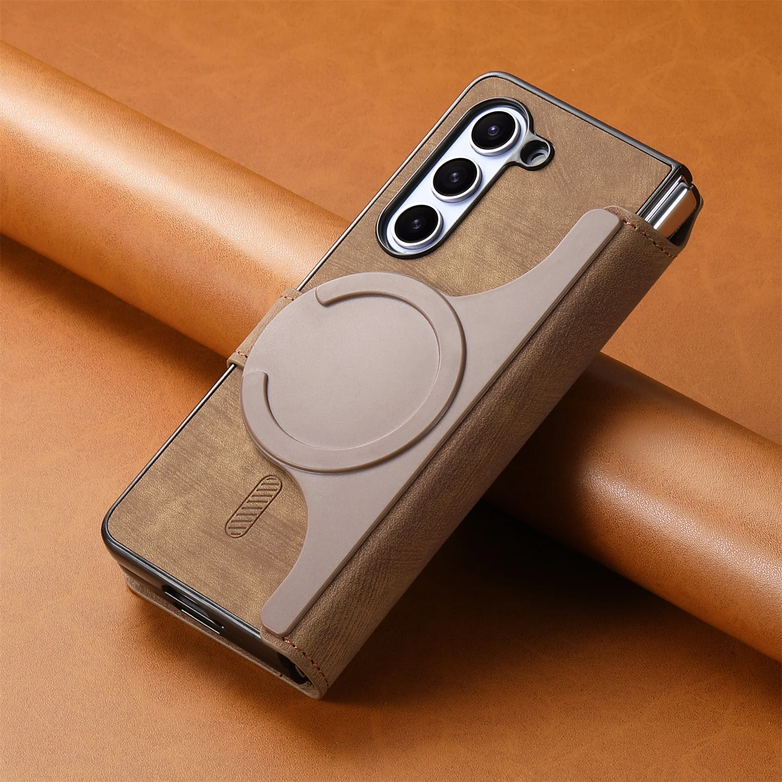 [Magsafe Compatible][Detachable] Samsung Galaxy Z Fold5 SM-F946 Leather Flip Shockproof Wallet Series Case With Card Slot - Image 2