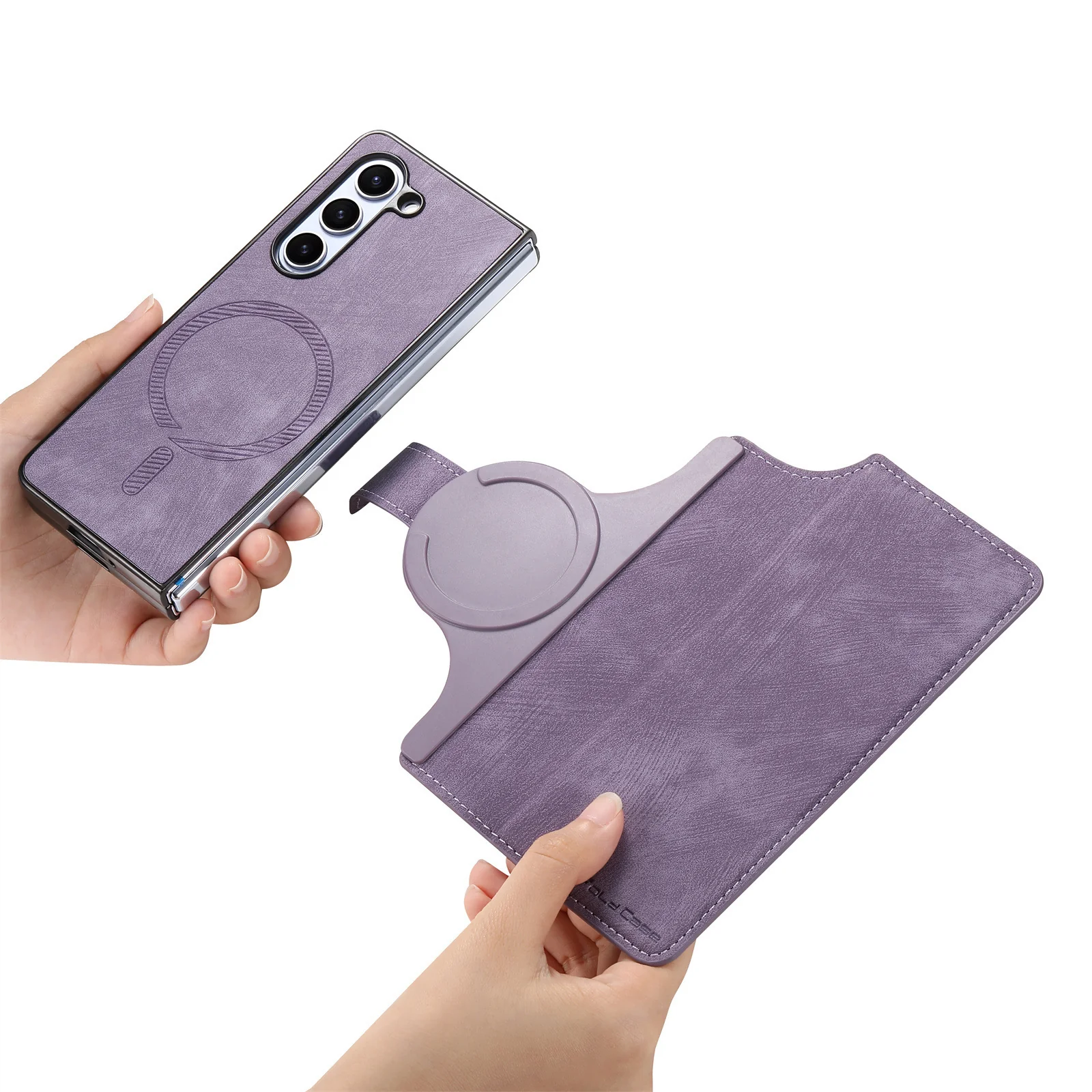 [Magsafe Compatible][Detachable] Samsung Galaxy Z Fold5 SM-F946 Leather Flip Shockproof Wallet Series Case With Card Slot - Image 9
