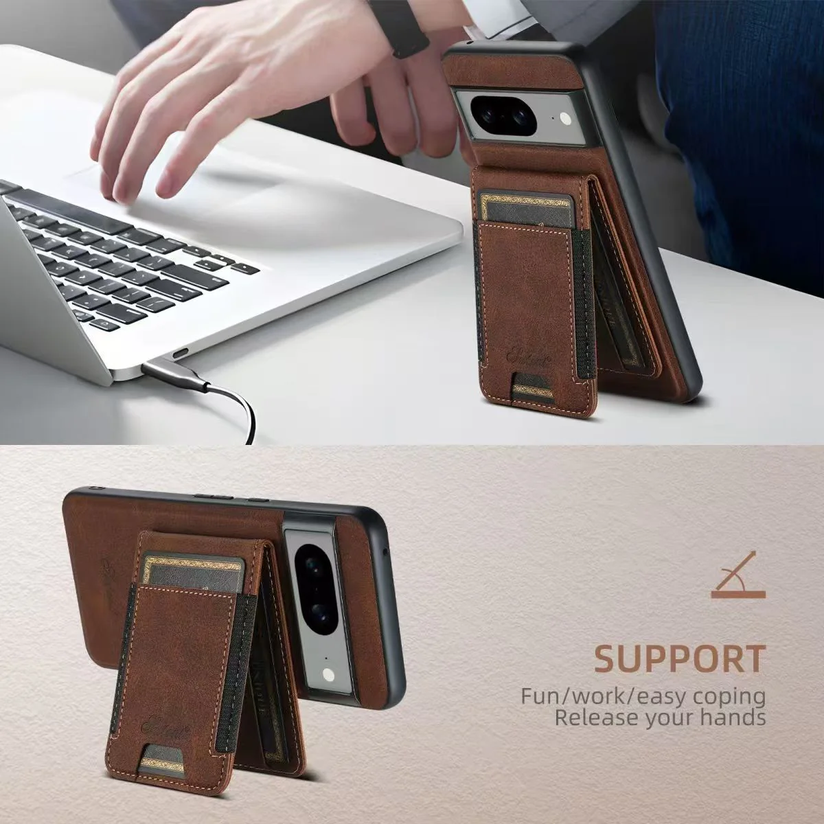 [Magsafe Compatible] Google Pixel 8/A/Pro Premium Leather Detachable Magnetic Card Stand Wallet Series Case - Image 6