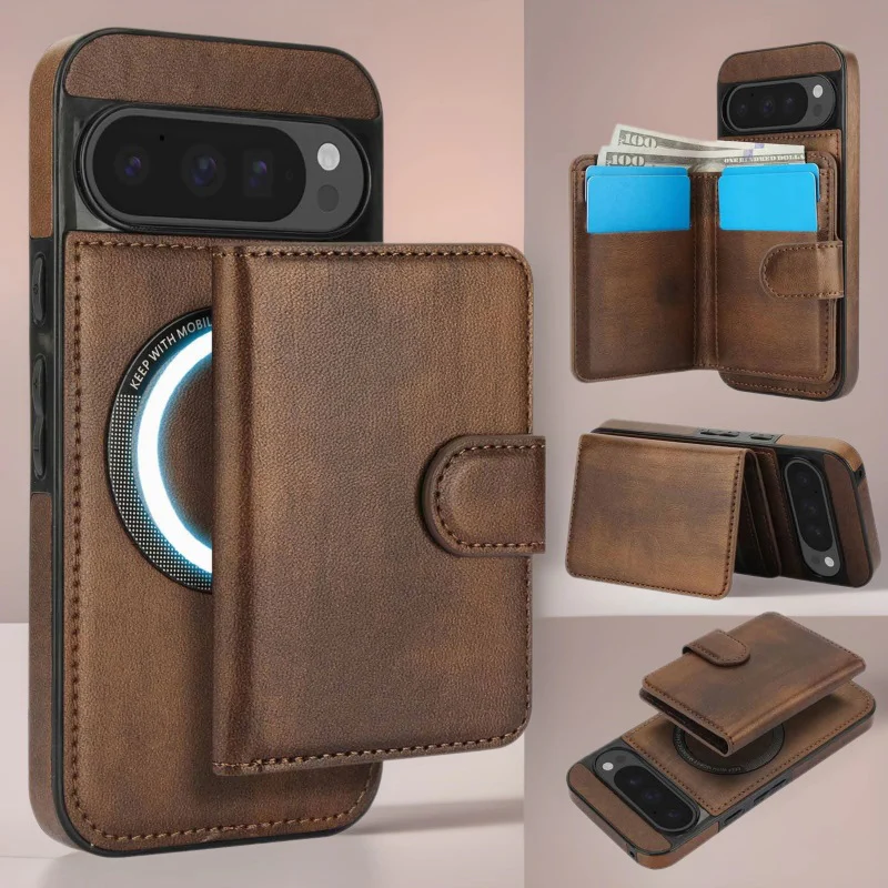 [Magsafe Compatible] Google Pixel 9/Pro/Pro XL/A - 2-in-1 Detachable Wallet Leather Case with Card Holder - Image 2