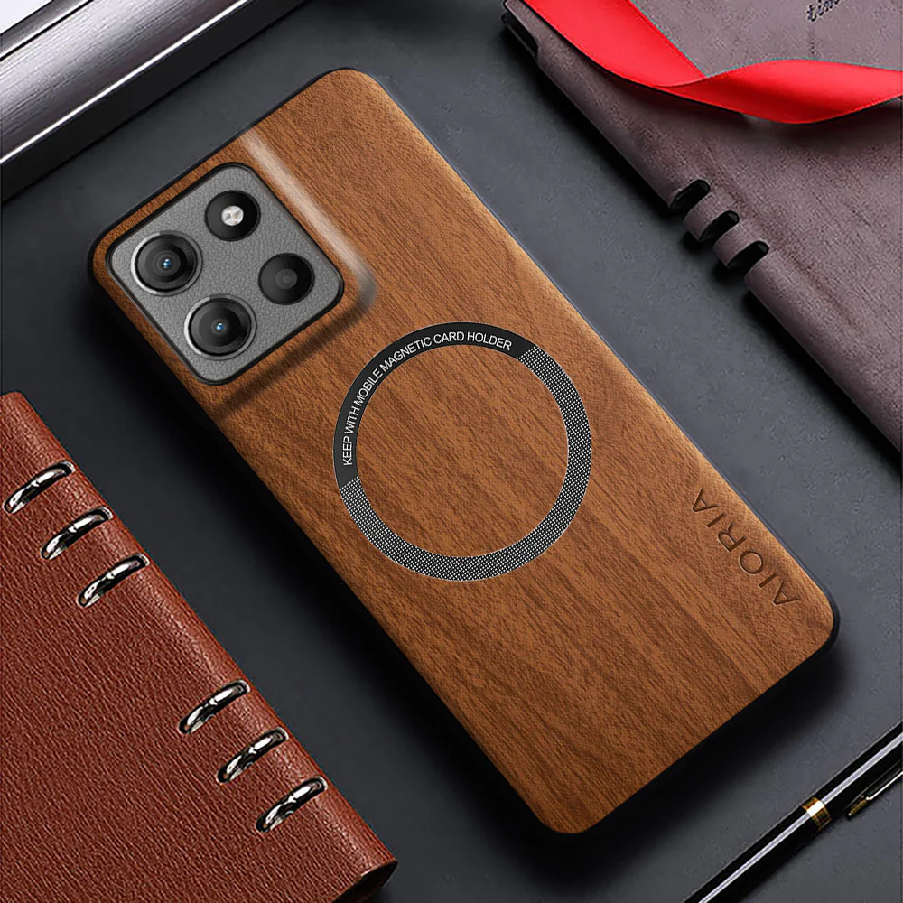 [Magsafe Compatible] Motorola Moto G86 - Ultra-Thin Wood Texture Shockproof Protective Case - Image 3