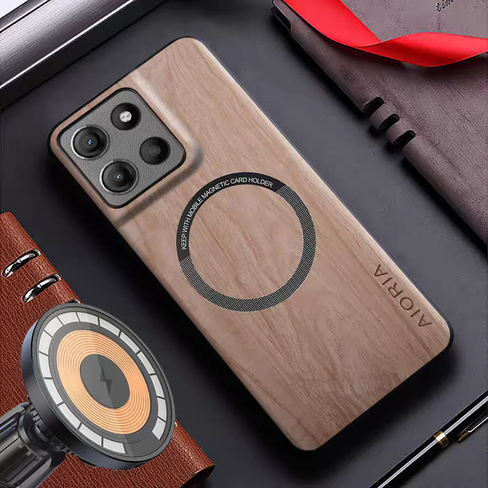 [Magsafe Compatible] Motorola Moto G86 - Ultra-Thin Wood Texture Shockproof Protective Case - Image 9